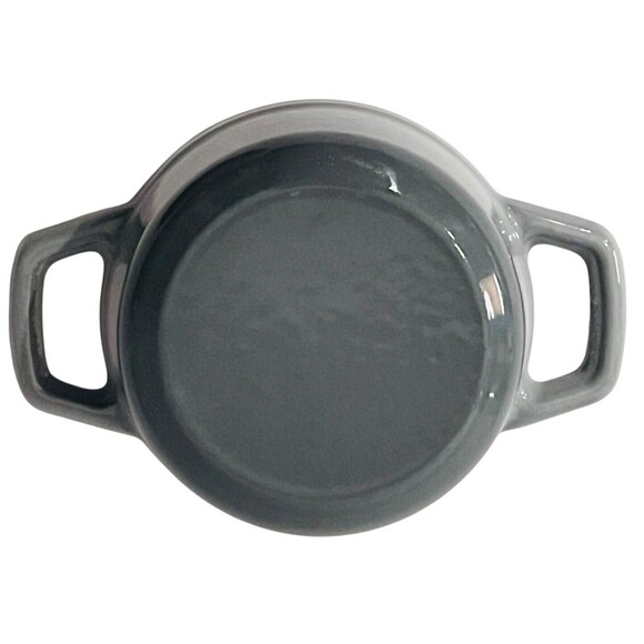 Lexi Home Mini Cast Iron Gray Enameled Cocette with Lid & Handles 8 Oz - Picture 6 of 9